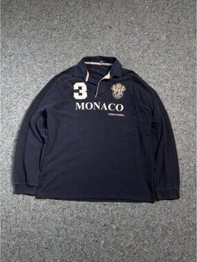 Vintage Chief Keef Style Monaco RubgyLong Sleeve Polo XL